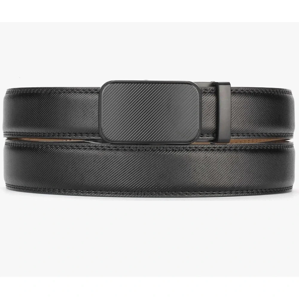Marino Mens Dress Belt Genuine Leather Ratchet Buckle Black 51